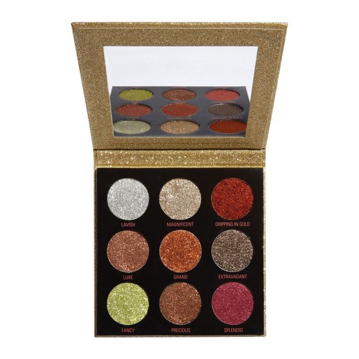 Glitter Palette Revolution Makeup Pressed Glitter Palette, Midas Touch 9 colors