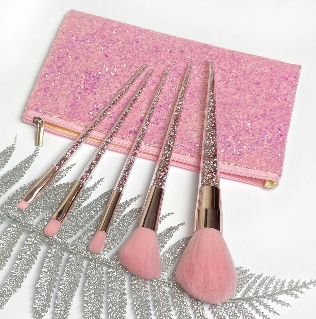 Ruby Face Brush Set of 5 items+Cosmetic Bag