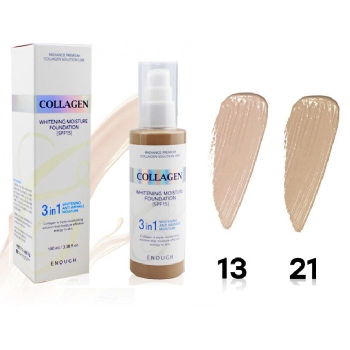 (China) Foundation cream with collagen 3in1 Enough Collagen Whitening Moisture Foundation SPF 15 (Tone 13)