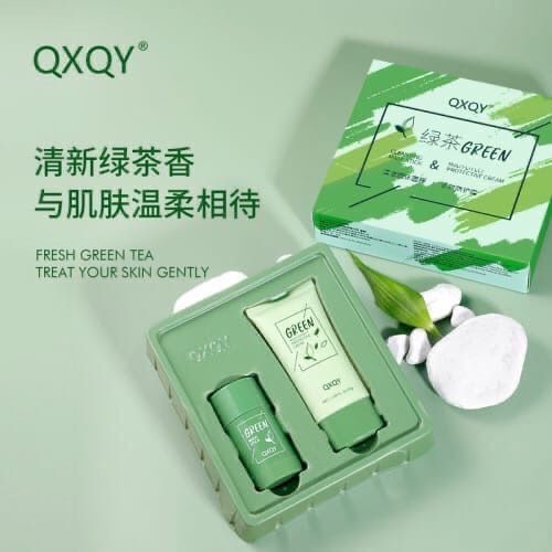 A set of facial care cosmetics 2in1 QXQY Cleansing Mask Stick Mlti-Effect Protective Cream 2*50g