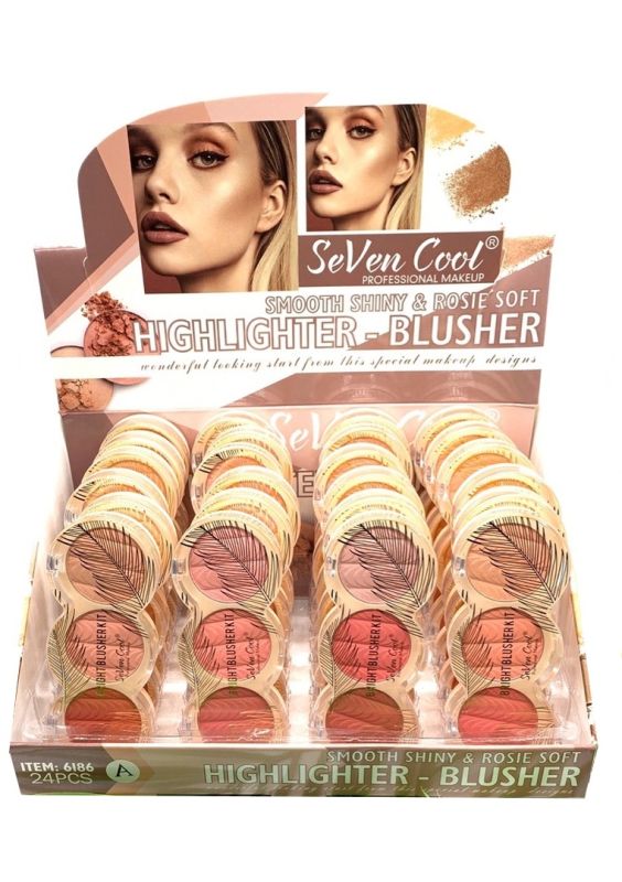 Face Palette Blush+Highlighter Seven Cool Smooth Shiny And Rosie Soft (row of 4 pcs)