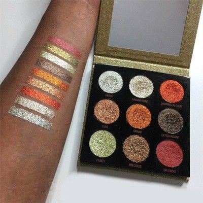 Glitter Palette Revolution Makeup Pressed Glitter Palette, Midas Touch 9 colors