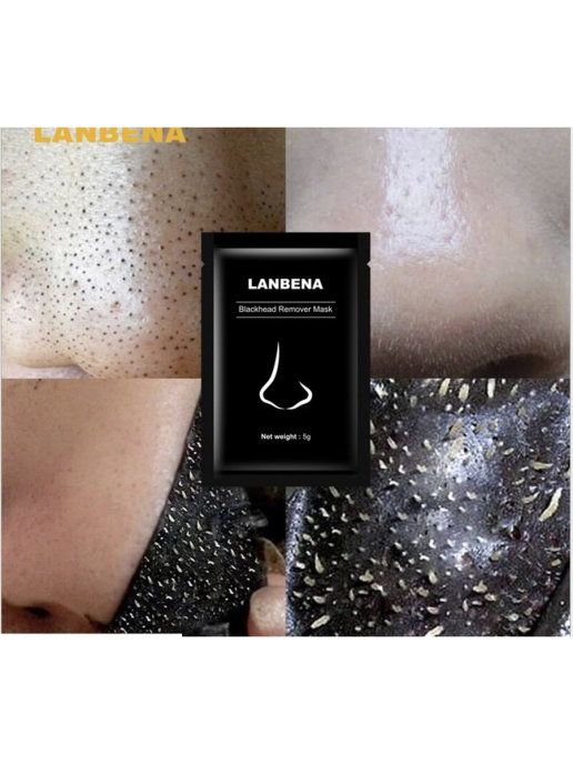 Black mask-film for cleaning pores from blackheads LANBENA Blackhead with bamboo charcoal, 5g 1pc