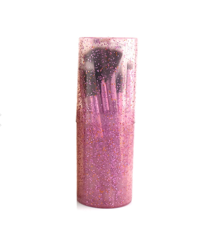 A set of makeup brushes in a Crystal purple tube 12pcs