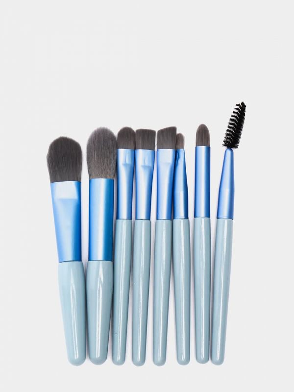 Makeup Brush Set Matte, Blue 8pcs