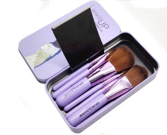 Bioaqua 7pcs Make Up Beauty Brush Set in Metal Case (Purple)