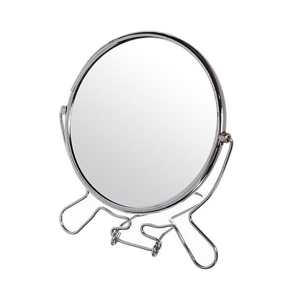 Modern round double-sided table mirror in a metal frame 20x20cm