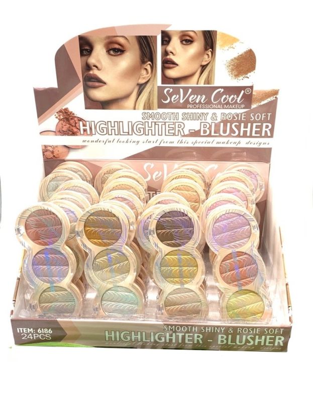 Face Palette Blush+Highlighter Seven Cool Smooth Shiny And Rosie Soft (row of 4 pcs)