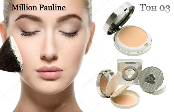 Shining face powder with mirror 3 in 1 Million Pauline GLOW, 24g (row of 3 pcs)