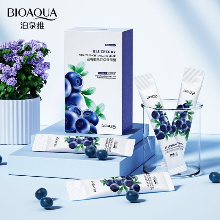 Moisturizing mask with blueberry extract Bioaqua Blueberry Arbutin Moisturizing Mask 4 ml (pack of 20 pcs)