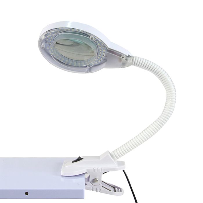 LED portable magnifier lamp on a clothespin