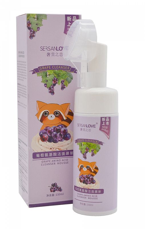 Foam mousse for washing with grape extract, Cleansing mousse based on amino acids Sersanlove Grape Amino Acid, 150 ml