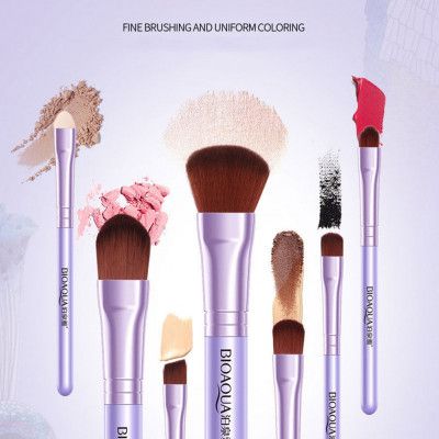 Bioaqua 7pcs Make Up Beauty Brush Set in Metal Case (Purple)