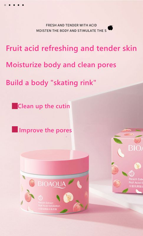 Bioaqua Peach Fruit Acid Exfoliating Face and Body peeling with peach extract 140g