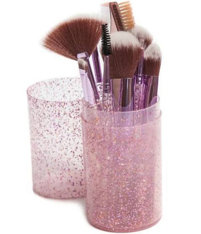 A set of makeup brushes in a Crystal purple tube 12pcs