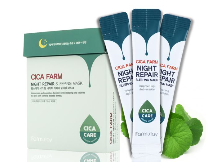 (China) FarmStay Cica Farm Night Repair Sleeping Mask Night Face Mask with Centella Extract (Pack of 20pcs)