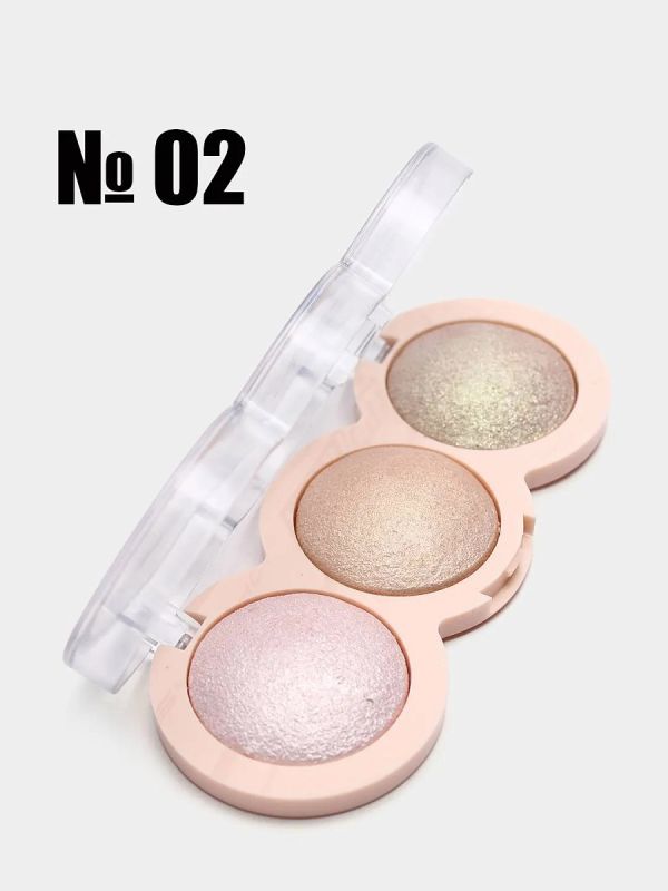 Highlighter Msyaho Powder Highlighter Pretty 3 color mix (row of 4 pcs)