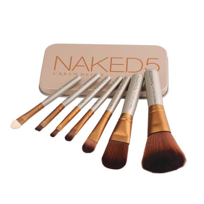 Naked 5 Makeup Brush Set in 7pcs Iron Case