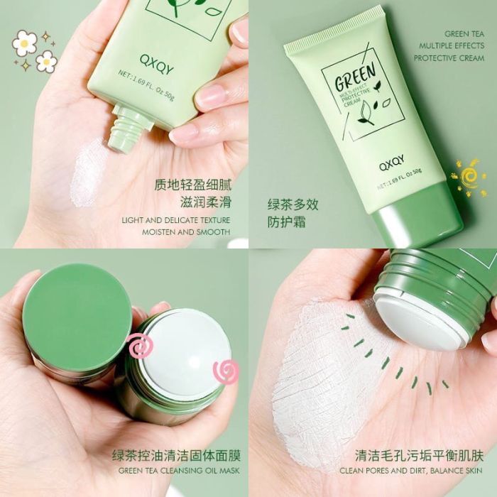 A set of facial care cosmetics 2in1 QXQY Cleansing Mask Stick Mlti-Effect Protective Cream 2*50g