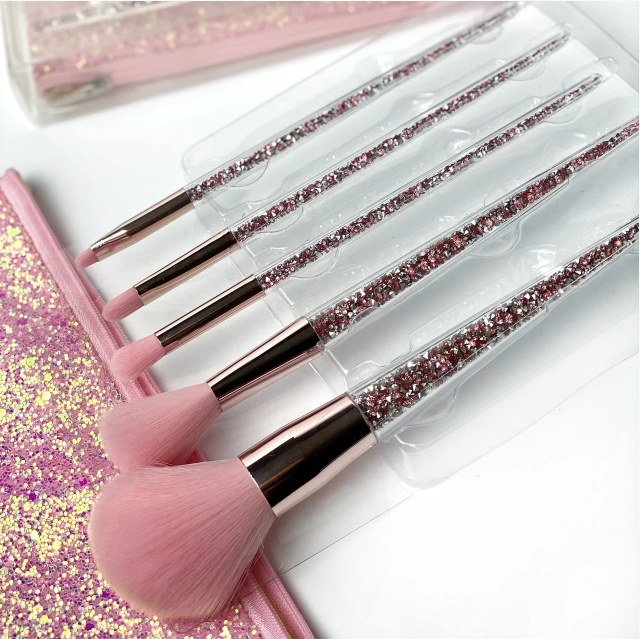 Ruby Face Brush Set of 5 items+Cosmetic Bag