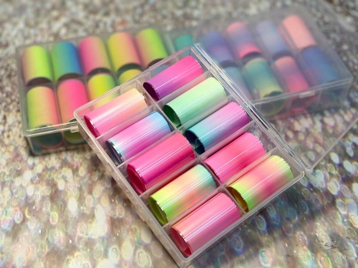 10 pcs transferable rainbow nail foil (in assortment)