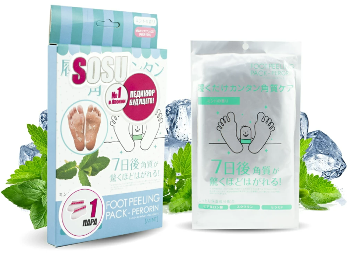 Peeling socks Sosu Mint for pedicure with menthol Foot Peeling Pack Perorin