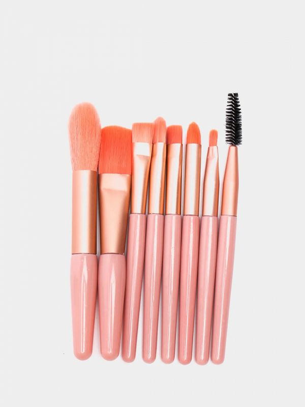 Makeup Brush Set Matte, Pink 8pcs