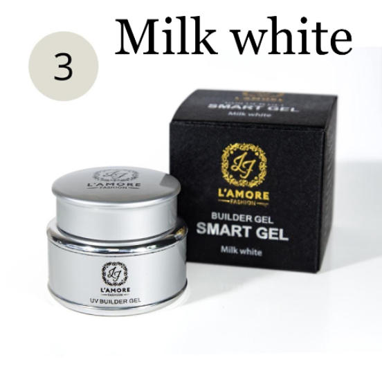 Gel for modeling and nail extension L'AMORE Fashion Builder Smart Gel 30 ml, tone 03 Milky white