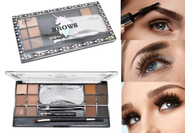 Eyebrow Care Kit Shadows/Stencils/Tool/Pencil Geo Unicorn Brows