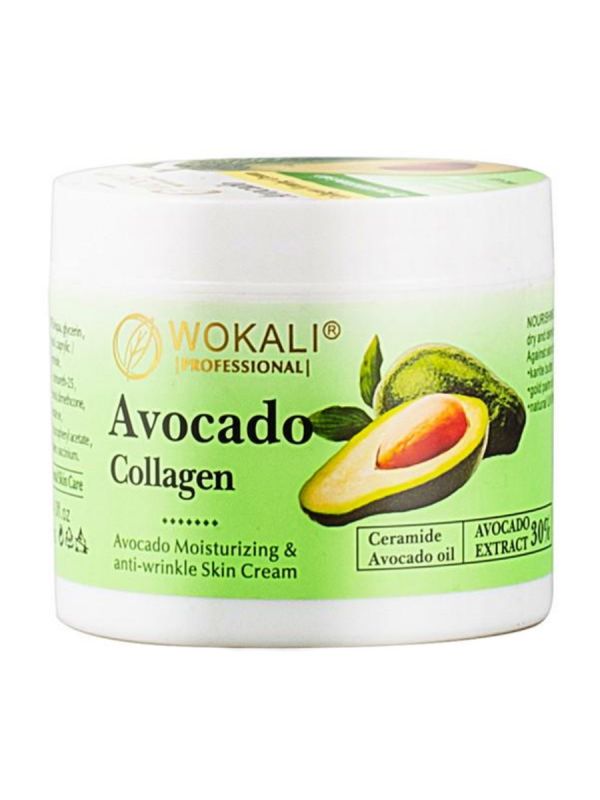 Face cream with avocado extract, anti-wrinkle with collagen Wokali Avocado Collagen 115g