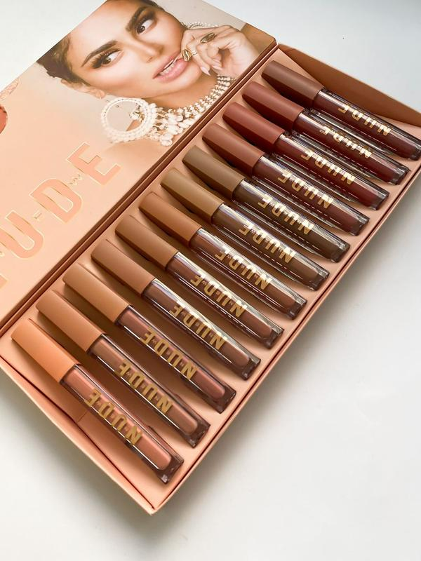 Huda Beauty NUDE NEW Matte Lip Gloss Set 12pcs