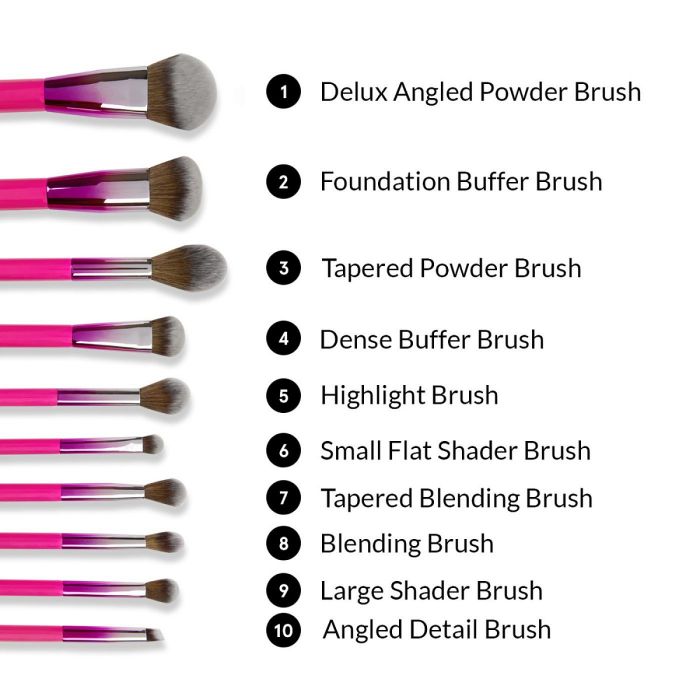 BH Cosmetics Midnight Festival Makeup Brush Set, 10 brushes