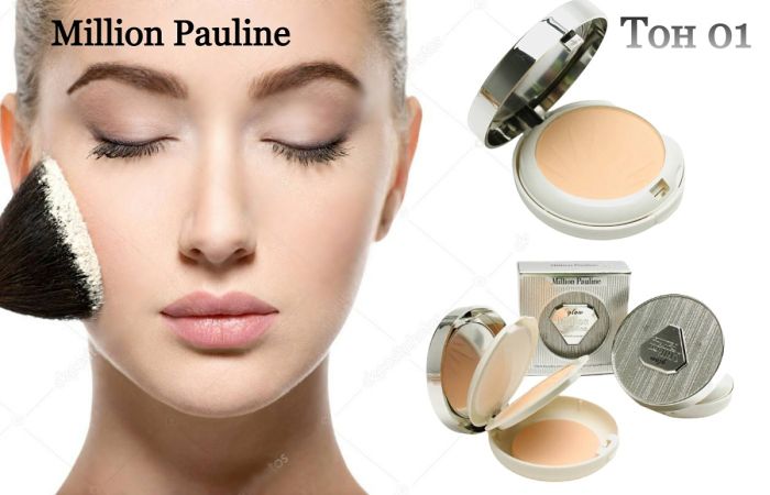 Radiant face powder with mirror 3 in 1 Million Pauline GLOW, 24g , tone 01