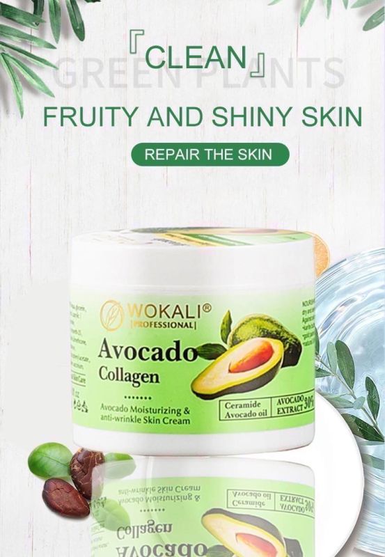 Face cream with avocado extract, anti-wrinkle with collagen Wokali Avocado Collagen 115g