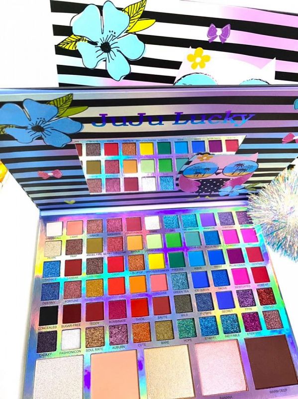 Professional Eye Shadow Palette+Highlighter Juju Lucky Eyeshadow 60 Colors