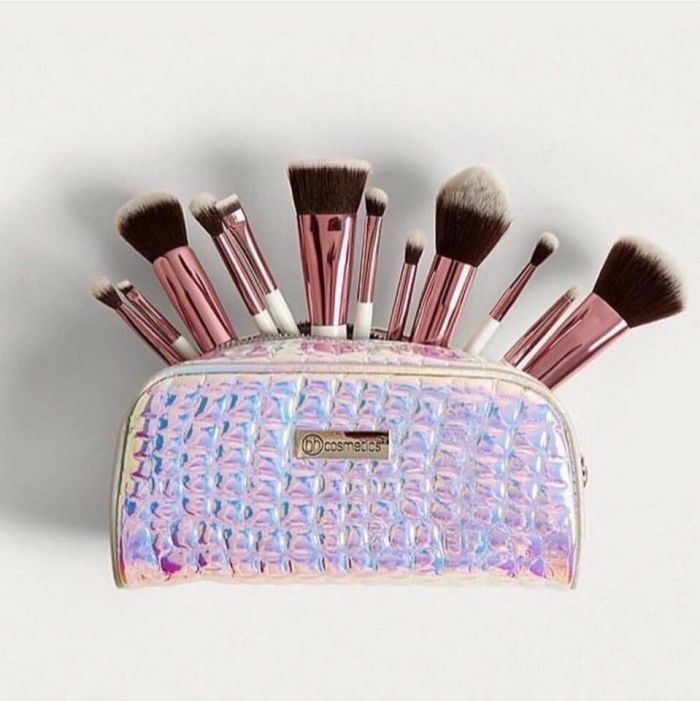 A set of brushes in a Crystal Quartz cosmetic bag - 12 Piece Brush Set BH Cosmetics