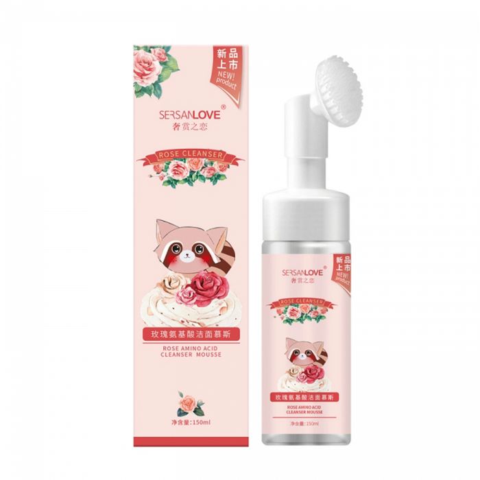 Foam mousse for washing with rose extract Sersanlove Pink amino acid cleansing mousse, 150 ml