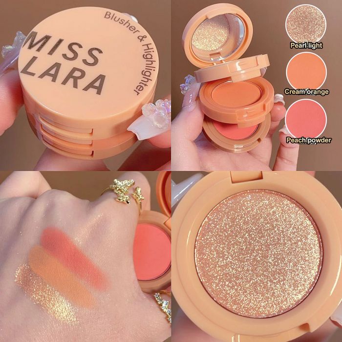 Highlighter blush for lily Miss Lara , blush palette for makeup of 3 colors , tone 02