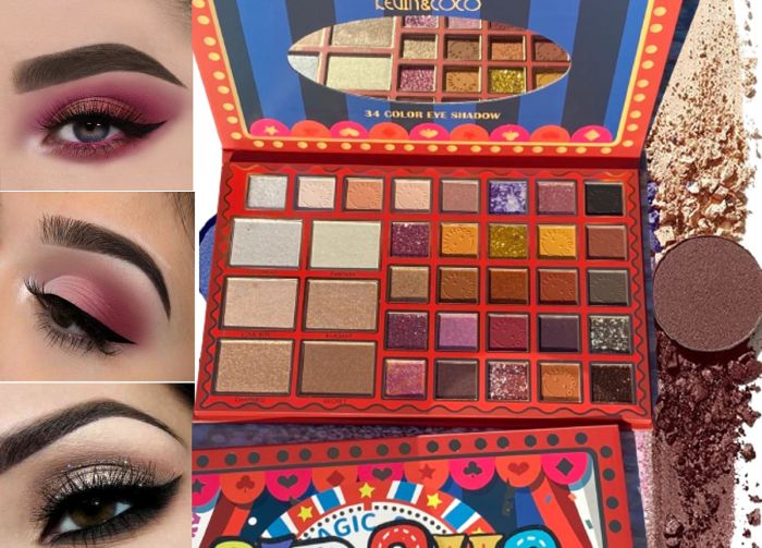 Professional Eyeshadow Palette+Highlighters KEVIN & COCO Circus Eyeshadow Palette 34 Colors