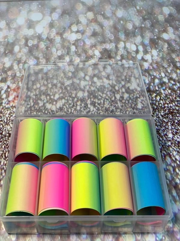 10 pcs transferable rainbow nail foil (in assortment)