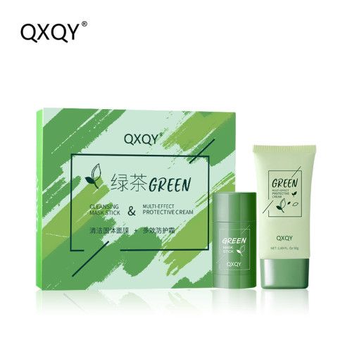 A set of facial care cosmetics 2in1 QXQY Cleansing Mask Stick Mlti-Effect Protective Cream 2*50g