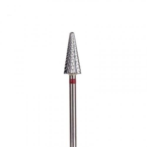 A cone cutter with a small cross-shaped notch for manicure