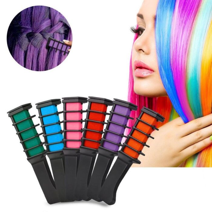 Hair Color hair Coloring crayons, 6 colors in the shape of a comb