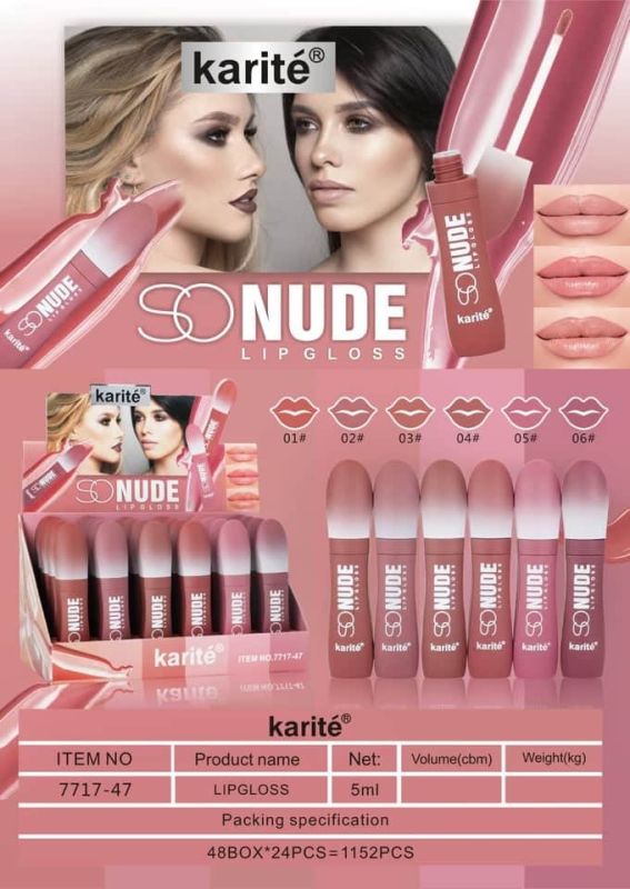 Karite So Nude Lipgloss Liquid Lipsticks Set (row 6pcs)