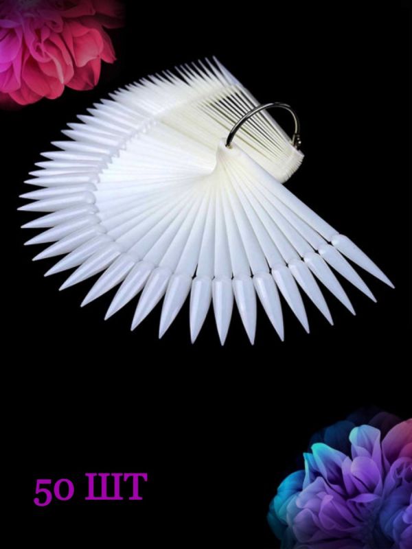 Tips Fan Stiletto on the ring white 50pcs