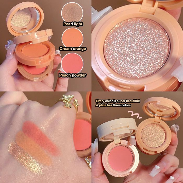 Highlighter blush for lily Miss Lara , blush palette for makeup of 3 colors , tone 02